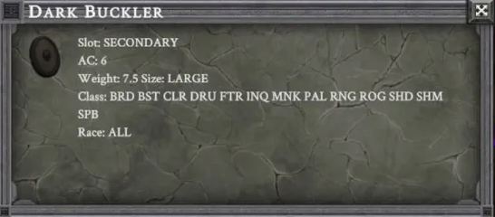 DARK BUCKLER item card